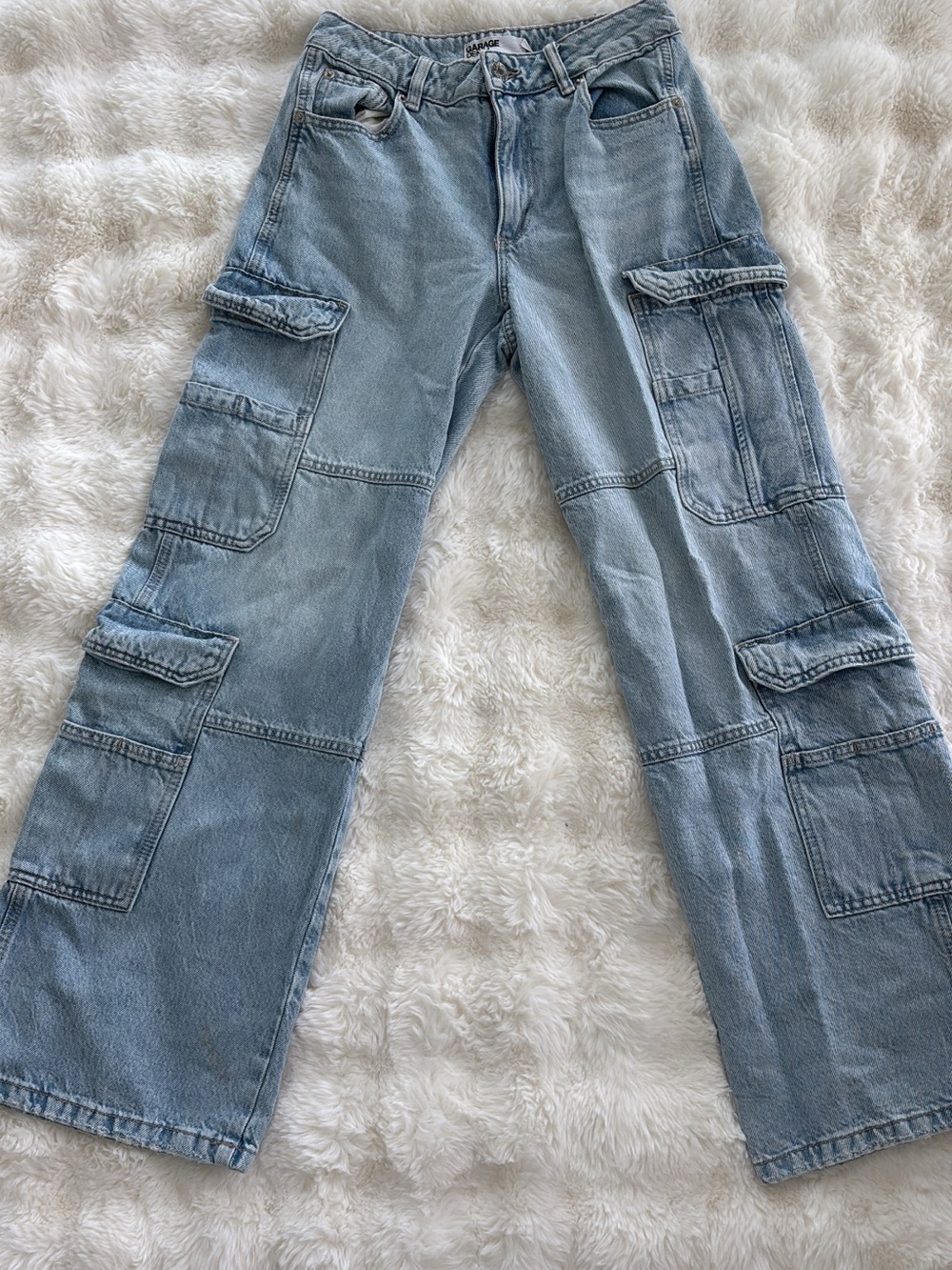 Garage Light Blue Wide Leg Cargo Jeans